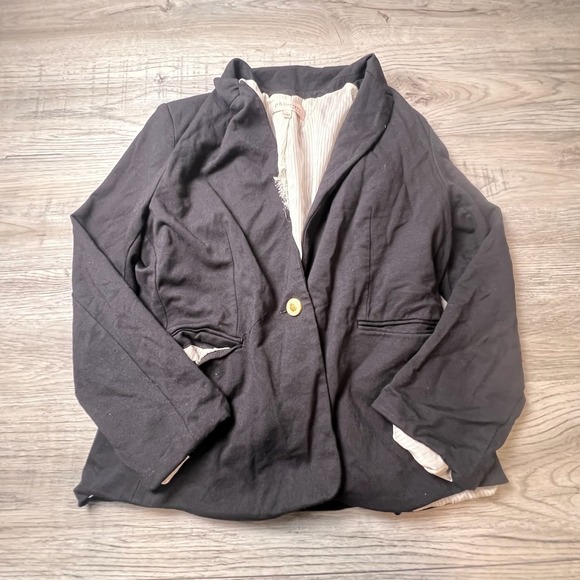 Philosophy Republic Clothing Jackets & Blazers - Philosophy Blazer Womens L‎ Black Single Button Knit Professional Career Jacket